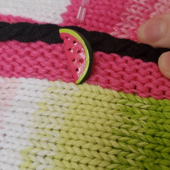 Gently loved! Vintage Storybook Knits Watermelon stripes short sleeved sweater - Picture 5 of 11